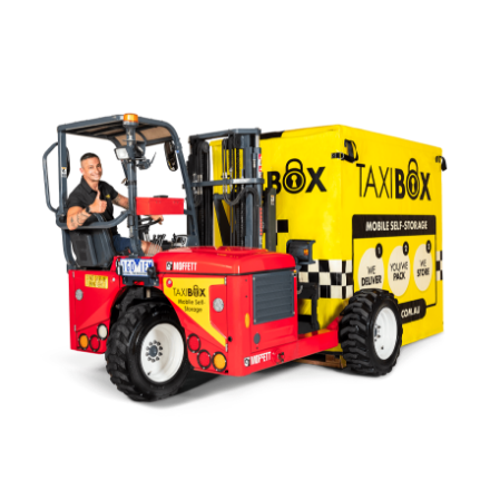 Man driving forklift with TAXIBOX